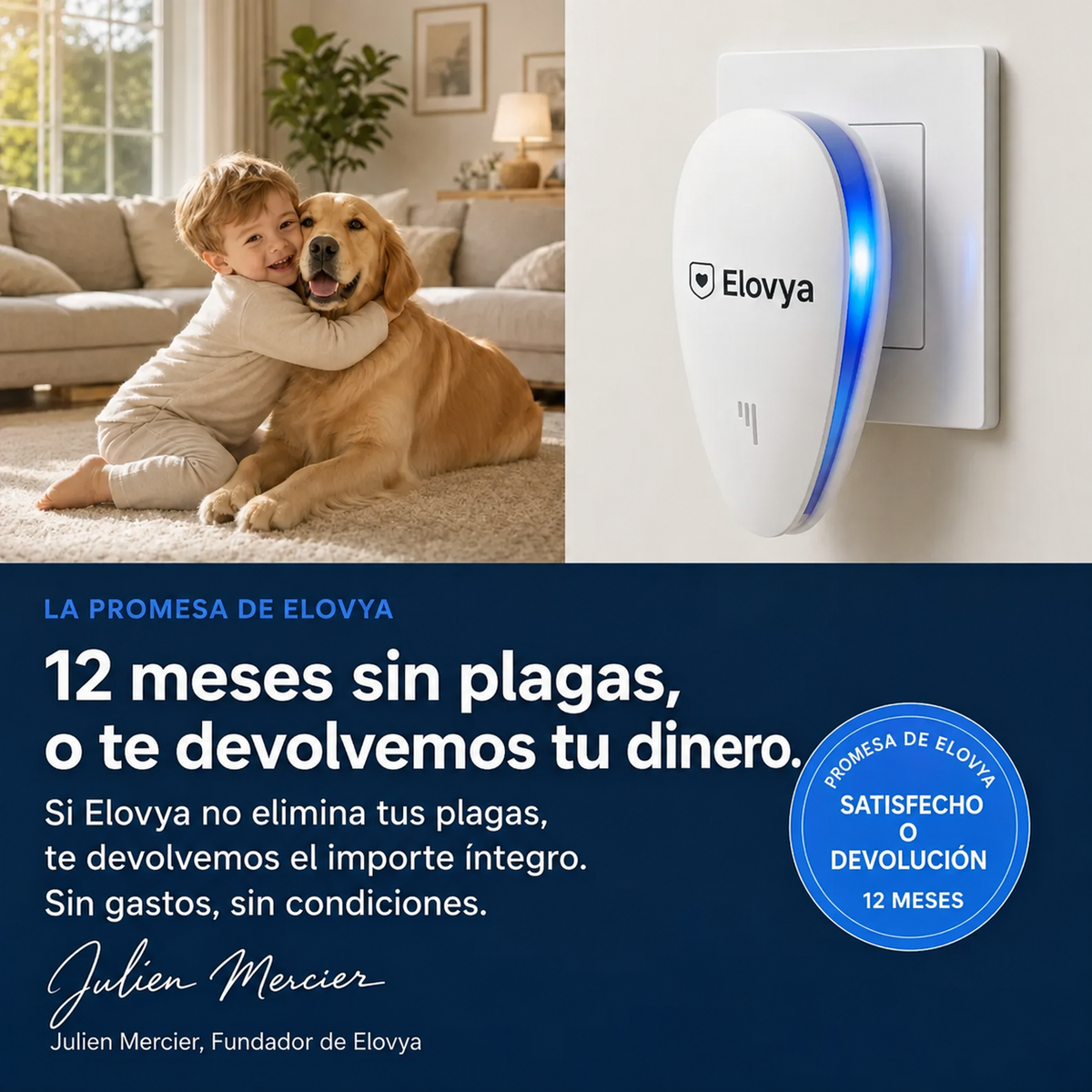 Elovya™ Repelente ultrasónico: ahuyenta más de 14 tipos de plagas para siempre