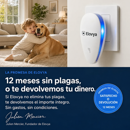 Elovya™ Repelente ultrasónico: ahuyenta más de 14 tipos de plagas para siempre