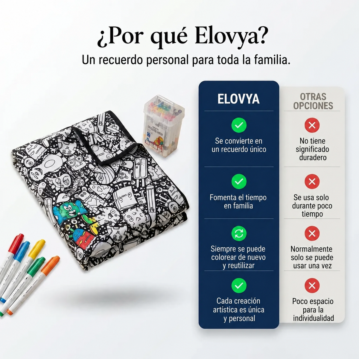 Familia disfrutando una manta creativa Elovya
