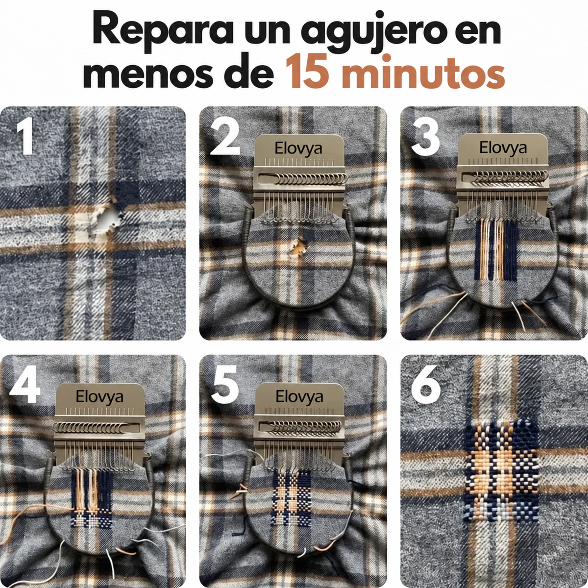 Guía ilustrada de Elovya para reparar un agujero en menos de 15 minutos
