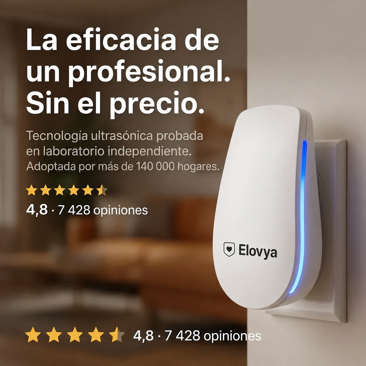 Elovya™ Repelente ultrasónico: ahuyenta más de 14 tipos de plagas para siempre