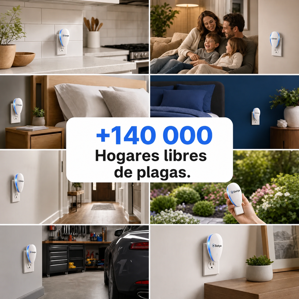 Elovya™ Repelente ultrasónico: ahuyenta más de 14 tipos de plagas para siempre
