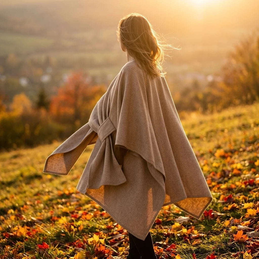 Mujer luciendo un poncho